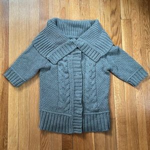 Express Cable Knit Sweater with 3/4 sleeves and snap front